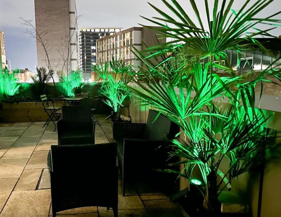 Propel Property team on a Manchester rooftop terrace overseeing short let properties